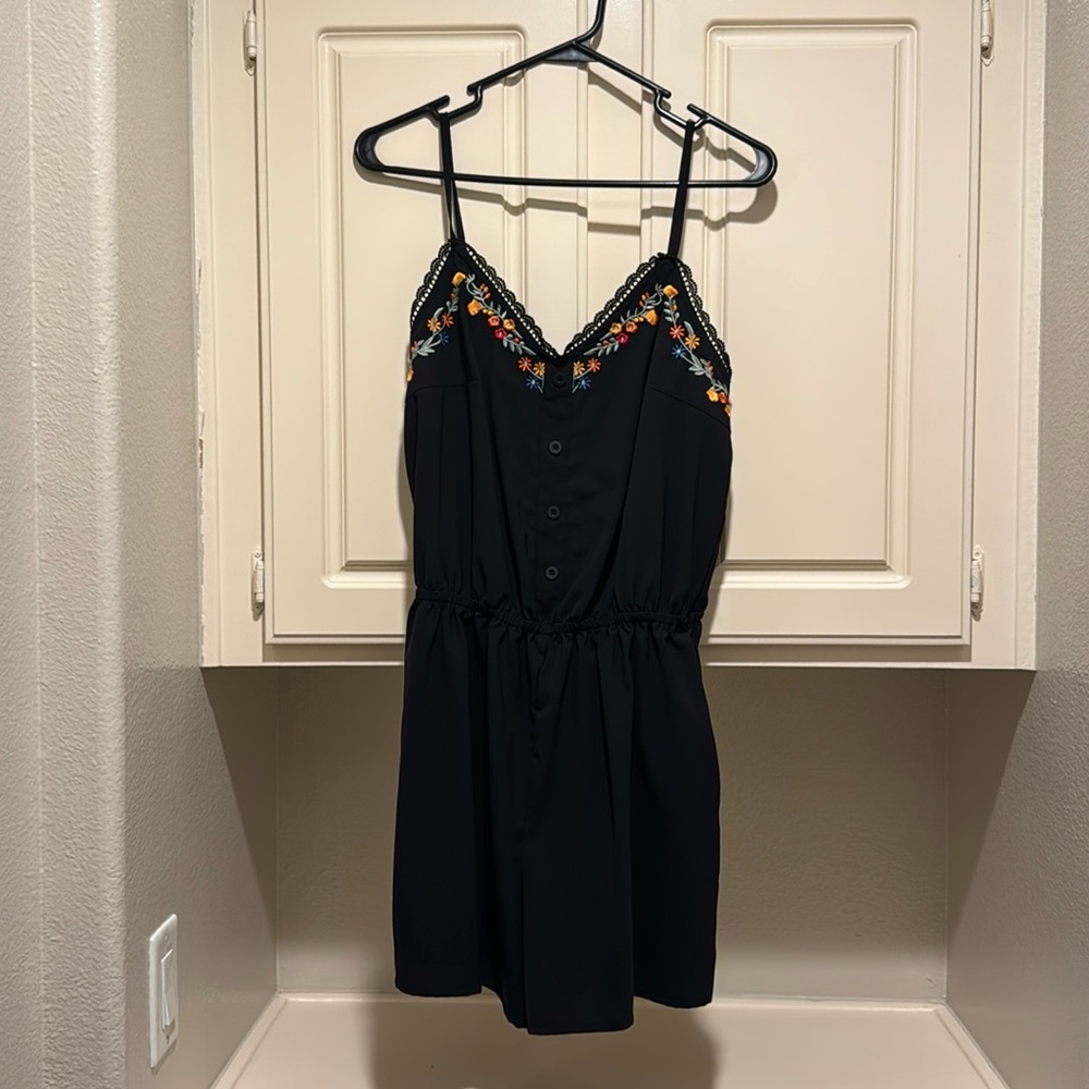 Women's embroidered black romper size M